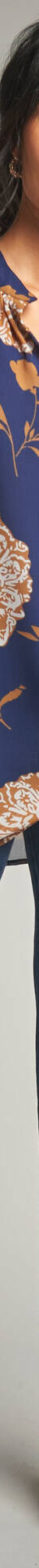 Tunique ample, en voile imprimé (indigo / caramel) Tunique ample, en voile imprimé (indigo / caramel)